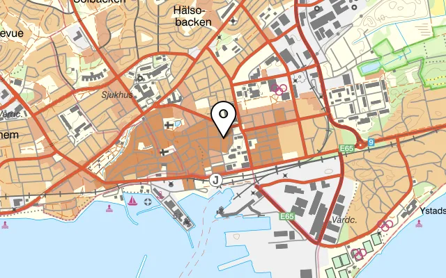 Karta som visar JH matbar på Stora Östergatan 34B, 271 34 Ystad