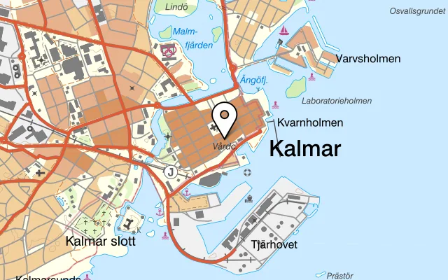 Karta som visar Rosenlundska Restaurant Pub på Östra Sjögatan 3, 392 31 Kalmar