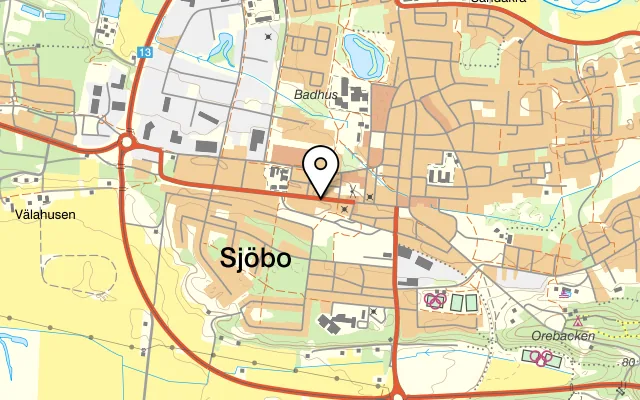 Karta som visar Donna Gina på Västergatan 33, 275 33 Sjöbo