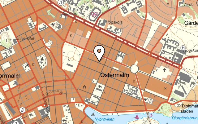 Karta som visar Nyko på Nybrogatan 61, Kommendörsgatan 17, 114 40 Stockholm