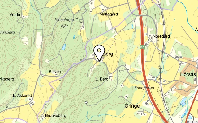 Karta som visar Stora Berg Självplock, Kafé & pizzeria - Hallands Bär på Stora BERG 110, 305 75 Getinge
