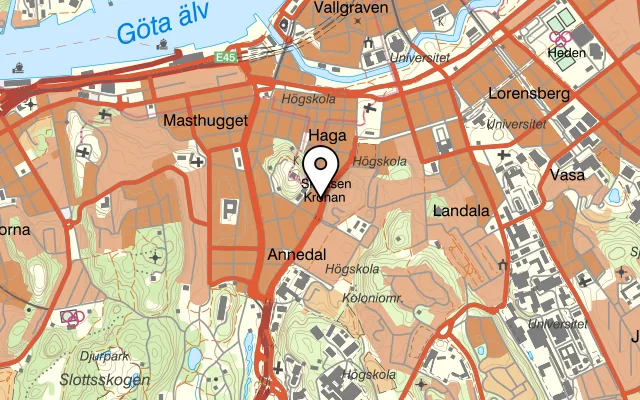 Karta som visar Spanska köket på Övre Husargatan 3, 411 22 Göteborg