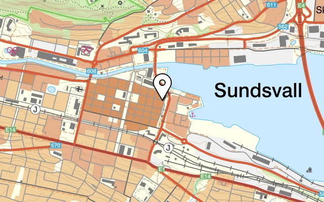 Karta som visar Mitt Gastronomi på Russvägen 20, 857 52 Sundsvall