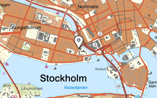 Karta som visar Kantin av Kalf och Hansen på Bolinders plan 3, 112 24 Stockholm