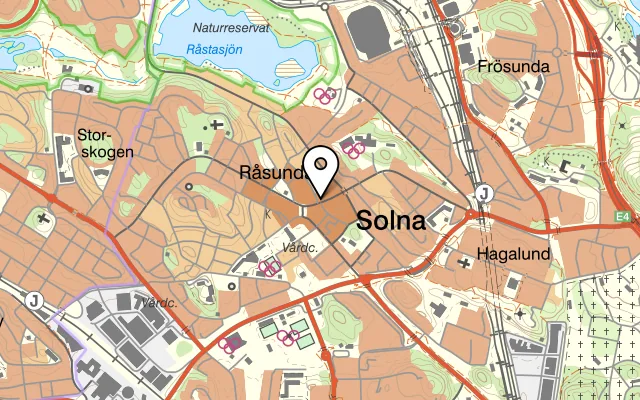 Karta som visar Café Mezzo på Råsundavägen 110, 169 50 Solna