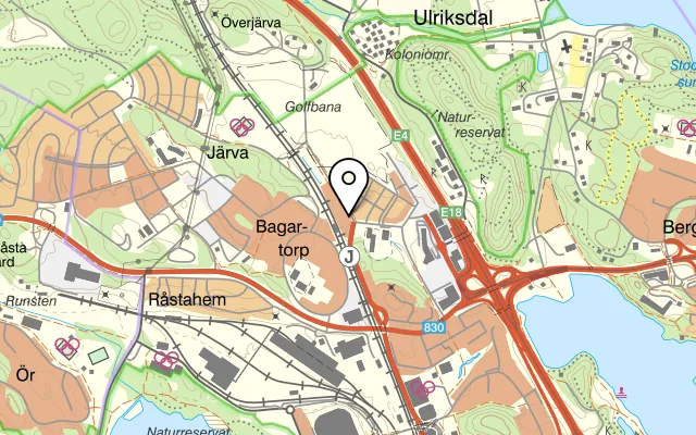 Karta som visar Spisa Pizza på Ulriksdal, Kolonnvägen 47, 170 67 Solna