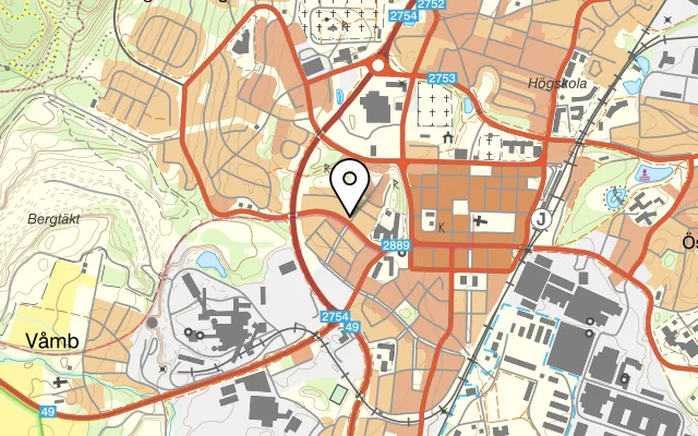 Karta som visar Deluxe Restaurang & Pizzeria på Södra Bergvägen 10, 541 31 Skövde