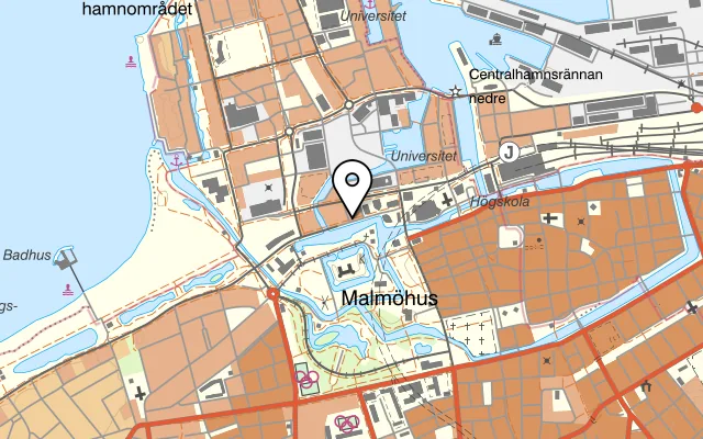 Karta som visar Elsa Vin & Mat på Citadellsvägen 11b, 211 18 Malmö