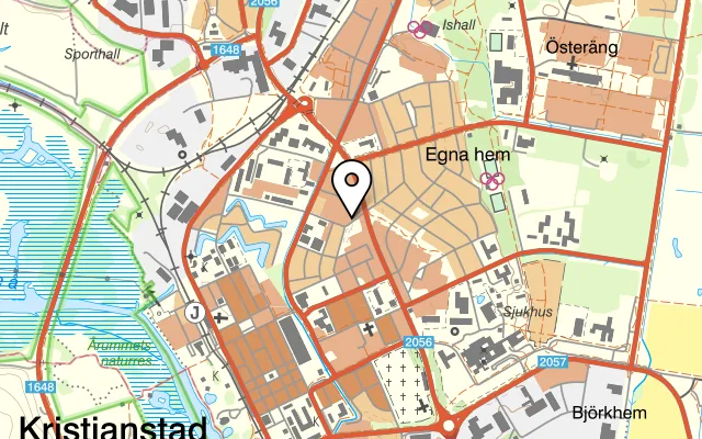 Karta som visar Katrins Resturang & Pizzeria på Hönedalsvägen 4, 291 41 Kristianstad