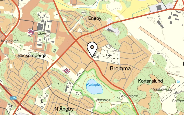 Karta som visar Bistro Bromma på Spångavägen 138, 168 59 Bromma