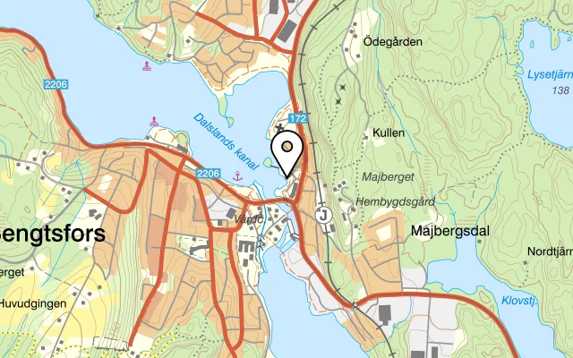 Karta som visar Restaurang Rosellmagasinet på Karlsbergsvägen 5, 666 31 Bengtsfors