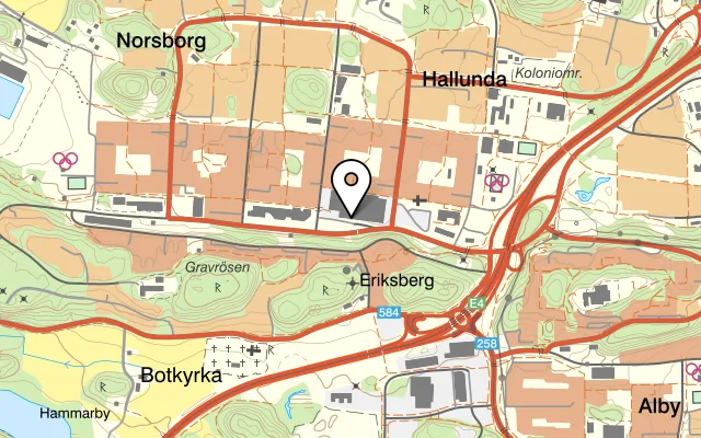 Karta som visar Izgara kolgrill på Hallunda torg, 145 68 Norsborg