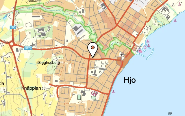 Karta som visar Garaget Pizzeria på Falköpingsvägen, 544 30 Hjo