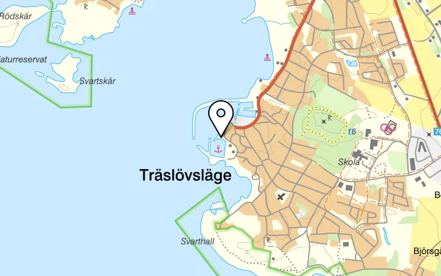 Karta som visar Joels Brygga på Fiskehamnsvägen 2, 432 75 Träslövsläge