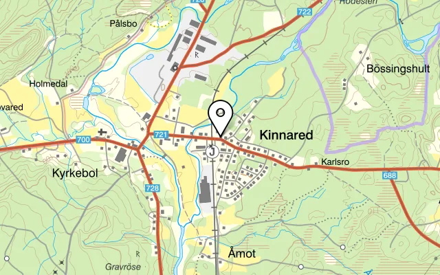 Karta som visar Valvet Restaurang Kinnared på Brovägen 17A, 314 95 Kinnared